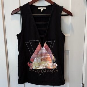 Express Black Adventure Graphic Tank Top
